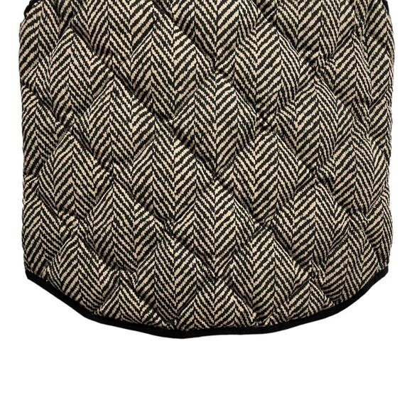 J. Crew Herringbone Down Feathers Vest Women Size XS Quilted Black Cream Preppy - Picture 10 of 14